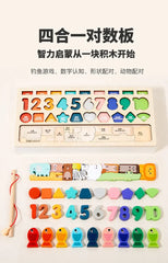 Kids Montessori Math Toys for Toddlers Educational Wooden Puzzle Fishing Toys Count Number Shape Matching Sorter Games Board Toy