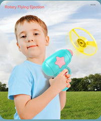 Children Saucer Launcher Pistol Outdoor Spinning Top Dinosaur Gun Toys Flying Disc Bamboo Dragonfly Ejection Luminous Gyroscope