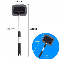 Car Window Cleaner Brush Kit Microfiber Windshield Cleaning Tool Auto Interior Glass Wash Wiper Long Handle Reusable Cloth Pad