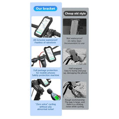 Waterproof Motorcycle Bicycle Phone Holder 360° Rotating Adjustable GPS Stand For iPhone Xiaomi Outdoor Riding Navigation Holder