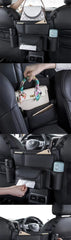 Car Seat Middle Hanger Leather Storage Bag Car Hanging Organizer Multifunction Handbag Holder Water Cup Pockets Tissue Storage