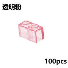 100Pcs MOC Transparent 1x2 Dots Colorful Thick Building Blocks Accessories Parts Classic Clear Bricks Toys Compatible With 3004