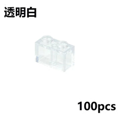 100Pcs MOC Transparent 1x2 Dots Colorful Thick Building Blocks Accessories Parts Classic Clear Bricks Toys Compatible With 3004