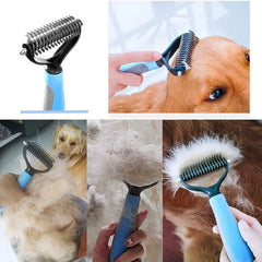 Dog Deshedding Brush Professional Pet Shedding Brush for Dogs Cats Fur Knot Cutter Double sided Pet Grooming Clean Comb