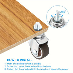 4 Pcs 1/1.25/1.5/2 inch Stem Caster Wheels Furniture Castor Wheels TPR Screw Rod Wheels Swivel Cartwheels for Carts Furniture