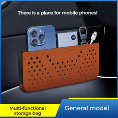 Car Leather Storage Bag Multifunctional Storage Box Car Side Pocket Organizer Leather Adhesive Auto Pocket Pouch