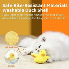 Interactive Cat Toy USB Rechargeable Chirping Flapping Sparrow Duck Bird-Shaped Touch Squeak Plush Toy with Catnip Pet Supply