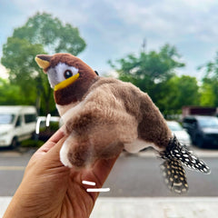 Interactive Cat Toy USB Rechargeable Chirping Flapping Sparrow Duck Bird-Shaped Touch Squeak Plush Toy with Catnip Pet Supply