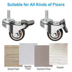 4 Pcs 1/1.25/1.5/2 inch Stem Caster Wheels Furniture Castor Wheels TPR Screw Rod Wheels Swivel Cartwheels for Carts Furniture