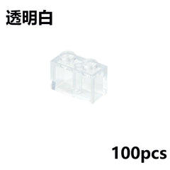 100Pcs MOC Transparent 1x2 Dots Colorful Thick Building Blocks Accessories Parts Classic Clear Bricks Toys Compatible With 3004