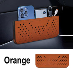 Car Leather Storage Bag Multifunctional Storage Box Car Side Pocket Organizer Leather Adhesive Auto Pocket Pouch