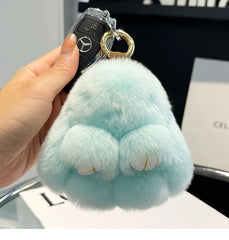Mini Cute Real Rex Rabbit Fur Bunny Keychain Toy Doll Keyring Tote Bag Charm 10CM Fur Rabbit Keychain Car Pendant