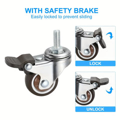 4 Pcs 1/1.25/1.5/2 inch Stem Caster Wheels Furniture Castor Wheels TPR Screw Rod Wheels Swivel Cartwheels for Carts Furniture