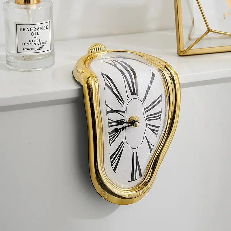 2024 New Novel Surreal Melting Distorted Wall Clocks Surrealist Salvador Dali Style Wall Watch Decoration Gift Home Garden