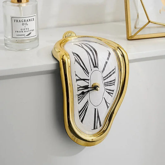 2024 New Novel Surreal Melting Distorted Wall Clocks Surrealist Salvador Dali Style Wall Watch Decoration Gift Home Garden