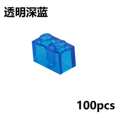 100Pcs MOC Transparent 1x2 Dots Colorful Thick Building Blocks Accessories Parts Classic Clear Bricks Toys Compatible With 3004
