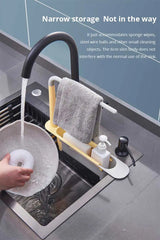 1Pc Multifunctional Telescopic Sink Storage Rack Upgraded Adjustable Sink Sponge Holder Expandable 2-in-1 For Home Kitchen