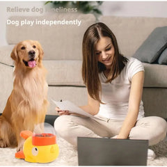 Dog Puzzle Feeder Pet Automatic Feeding Machine Yellow Duck Interactive Food Snack Feeder for Dog Training Mental Enrichment