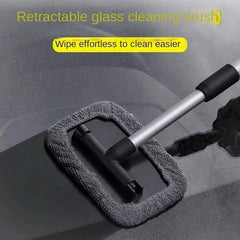 Car Window Cleaner Brush Kit Microfiber Windshield Cleaning Tool Auto Interior Glass Wash Wiper Long Handle Reusable Cloth Pad
