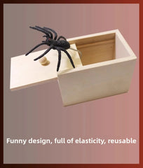 1 Piece New Spider Scare Box Wooden Hidden Box Prank Thriller Spider Fun Games Halloween Party Decoration Gift Antistress Gag
