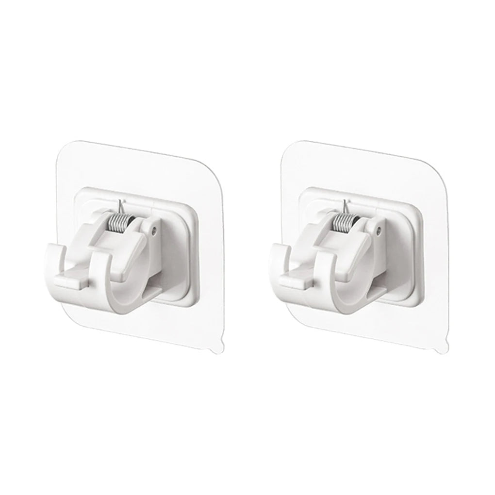 1/2pcs Nail-Free Adjustable Curtain Rod Holder Clamp Hook Rod Bracket Holders Adhesive Wall Curtain Fixed Clip Hanging Rack Hook