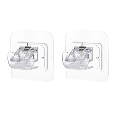 1/2pcs Nail-Free Adjustable Curtain Rod Holder Clamp Hook Rod Bracket Holders Adhesive Wall Curtain Fixed Clip Hanging Rack Hook