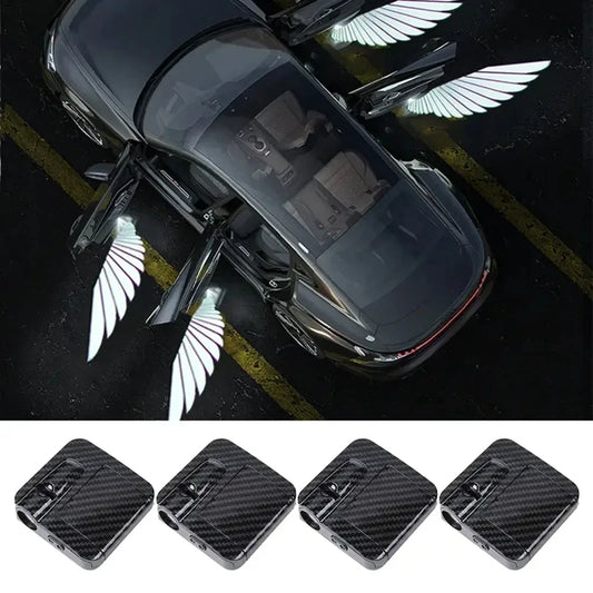 Car Angel Wings Wireless Car Door Welcome Decorative Light Courtesy Shadow Projector Lamp LED HD Logo Light Car Accessories