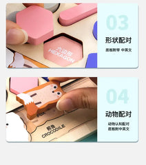 Kids Montessori Math Toys for Toddlers Educational Wooden Puzzle Fishing Toys Count Number Shape Matching Sorter Games Board Toy