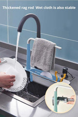 1Pc Multifunctional Telescopic Sink Storage Rack Upgraded Adjustable Sink Sponge Holder Expandable 2-in-1 For Home Kitchen