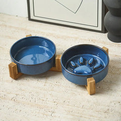 Cute Japanese Style Pet Ceramic Bowl Anti Rollover Cat Paw Cat Slow Food Bowl Anti Choke Round Pet Water Bowl Home