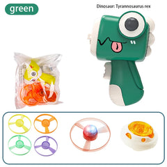 Children Saucer Launcher Pistol Outdoor Spinning Top Dinosaur Gun Toys Flying Disc Bamboo Dragonfly Ejection Luminous Gyroscope