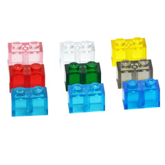 100Pcs MOC Transparent 1x2 Dots Colorful Thick Building Blocks Accessories Parts Classic Clear Bricks Toys Compatible With 3004