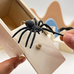 1 Piece New Spider Scare Box Wooden Hidden Box Prank Thriller Spider Fun Games Halloween Party Decoration Gift Antistress Gag