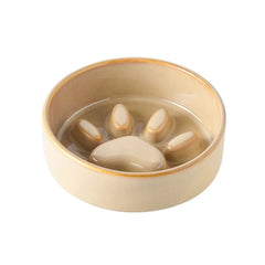 Cute Japanese Style Pet Ceramic Bowl Anti Rollover Cat Paw Cat Slow Food Bowl Anti Choke Round Pet Water Bowl Home