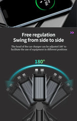 5-in-1 180W Car Fast Charger USB Type-C Power Adapter Retractable Phone Charger With Roof Starlight For IOS Android Phones