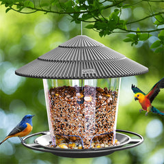 Wild Bird Feeder Hanging with Roof for Garden Yard Outside Decoration Outdoor Feeding Tool Squirrel proof Seed Nut Container