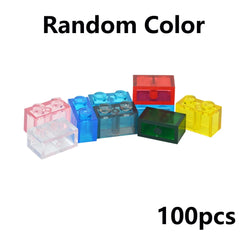 100Pcs MOC Transparent 1x2 Dots Colorful Thick Building Blocks Accessories Parts Classic Clear Bricks Toys Compatible With 3004