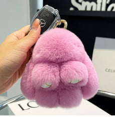 Mini Cute Real Rex Rabbit Fur Bunny Keychain Toy Doll Keyring Tote Bag Charm 10CM Fur Rabbit Keychain Car Pendant