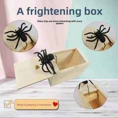 1 Piece New Spider Scare Box Wooden Hidden Box Prank Thriller Spider Fun Games Halloween Party Decoration Gift Antistress Gag