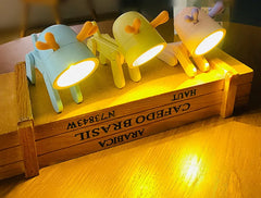Mini LED Night Light Cute Cartoon Desk Lamp Puppy Deer Desktop Ornament Bedroom Table Lights Children Holiday Gifts