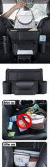 Car Seat Middle Hanger Leather Storage Bag Car Hanging Organizer Multifunction Handbag Holder Water Cup Pockets Tissue Storage