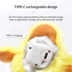 Interactive Cat Toy USB Rechargeable Chirping Flapping Sparrow Duck Bird-Shaped Touch Squeak Plush Toy with Catnip Pet Supply