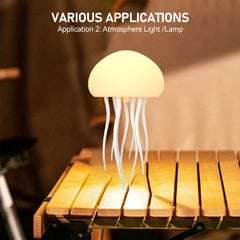 Jellyfish Cartoon LED Nihgt Light Voice Control Gradient Cute Rotating Jellyfish Hanging Bedside Lamp RGB Table Lamps Room Decor