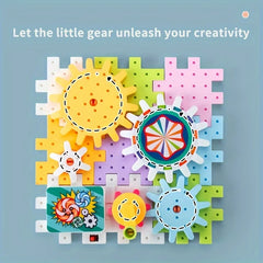 STEM Construction Toy Set Electric Gear Building Set Motorized Spinning Gears Gear Rail Car Big Building Blocks Kids  Toy Gift