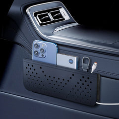 Car Leather Storage Bag Storage Box Multifunctional Car Side Pocket Organizer Leather Adhesive Auto Pocket Pouch