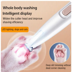 New Dog Paw Trimmer with LED Light Fully Waterproof Pet Hair Trimmer with LED Display Dog Clippers for Grooming 18mm Widen Blade