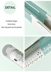 1Pc Multifunctional Telescopic Sink Storage Rack Upgraded Adjustable Sink Sponge Holder Expandable 2-in-1 For Home Kitchen