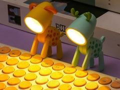 Mini LED Night Light Cute Cartoon Desk Lamp Puppy Deer Desktop Ornament Bedroom Table Lights Children Holiday Gifts