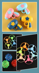 Children Saucer Launcher Pistol Outdoor Spinning Top Dinosaur Gun Toys Flying Disc Bamboo Dragonfly Ejection Luminous Gyroscope