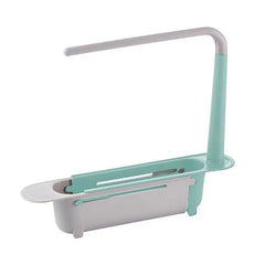 1Pc Multifunctional Telescopic Sink Storage Rack Upgraded Adjustable Sink Sponge Holder Expandable 2-in-1 For Home Kitchen